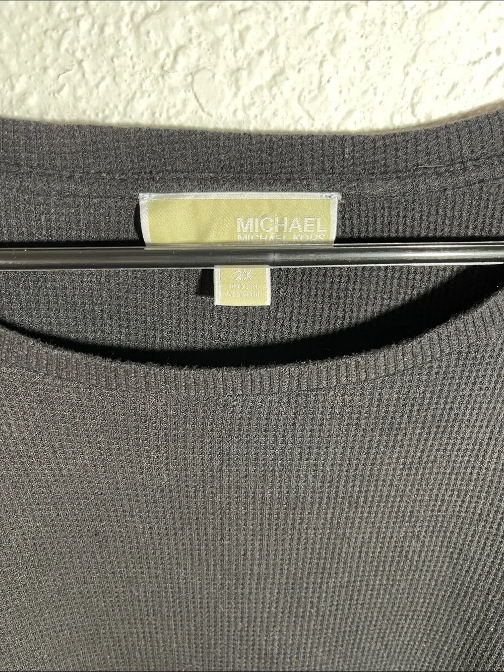 Michael Kors Black Long-Sleeve Crewneck Top with Logo Tape